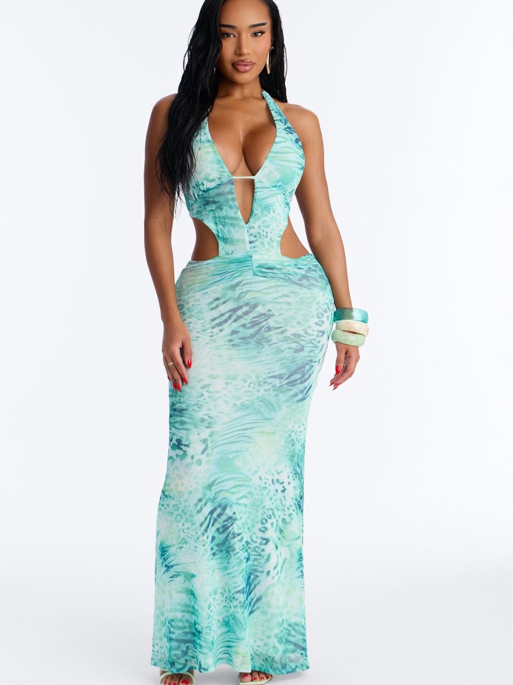 Cutout Halter Maxi Dress